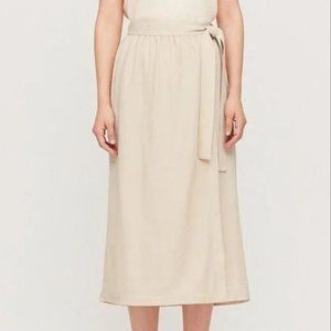 Uniqlo Twill Jersey Wrap Skirt in Ivory Midi Size 8 M